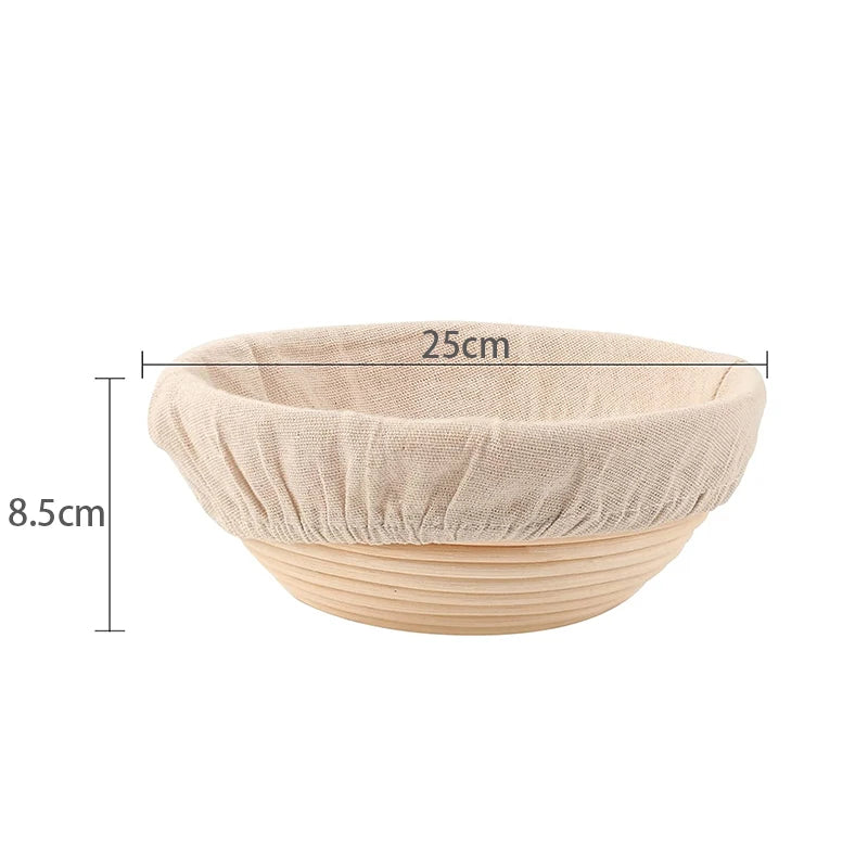 LMETJMA Bread Proofing Basket Round Oval Long Banneton Rattan Bread  Dough Proofing Proving Rattan Basket with Linen Liner Cloth