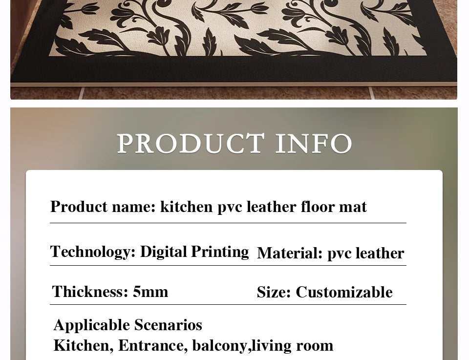 Rug for Kitchen Waterproof Non-slip Leather PVC Floor Mat American Retro Style Rugs Oil-proof Stain-resistant Long Carpets 주방 카펫