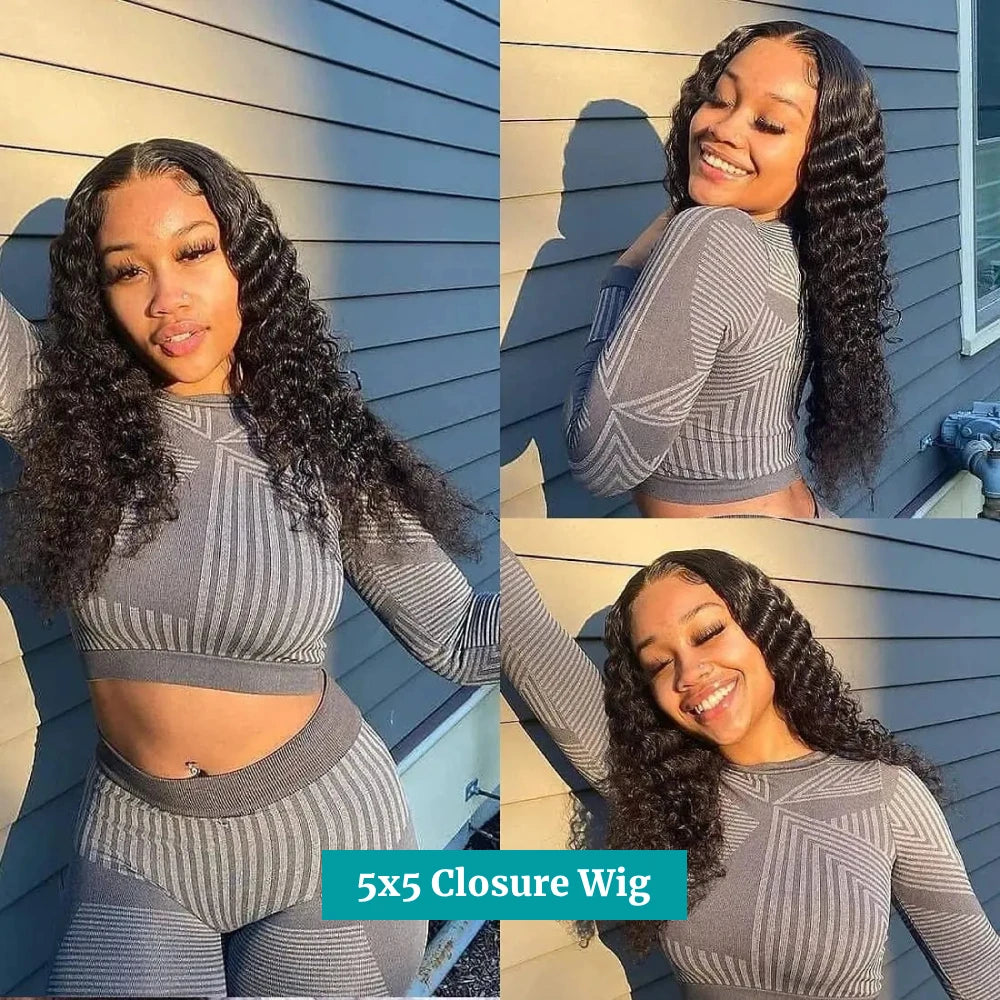 46 Inch Deep Wave Lace Front Wigs Human Hair 13x6 HD Lace Frontal Wigs Pre Plucked Brazilian Curly Human Hair Wig 200 Density