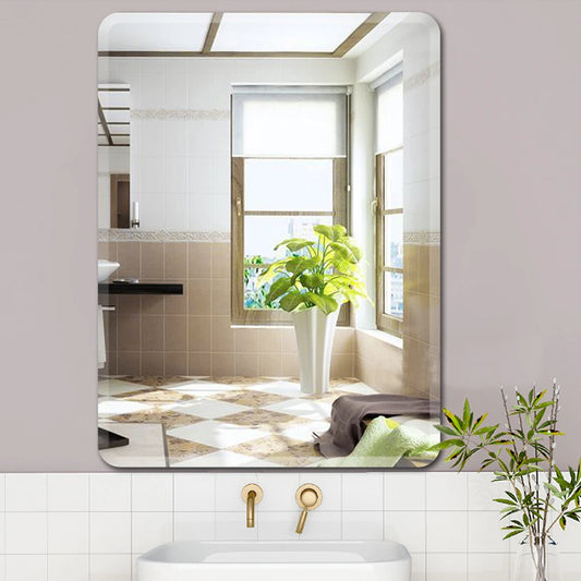 Modern simple frameless rounded corner wall mounted mirror, bathroom makeup mirror, toilet bathroom decorative mirror