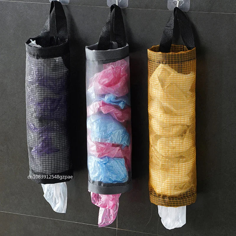Hanging Plastic Bag Dispenser, Wall-Mounted Kitchen Storage Organiser