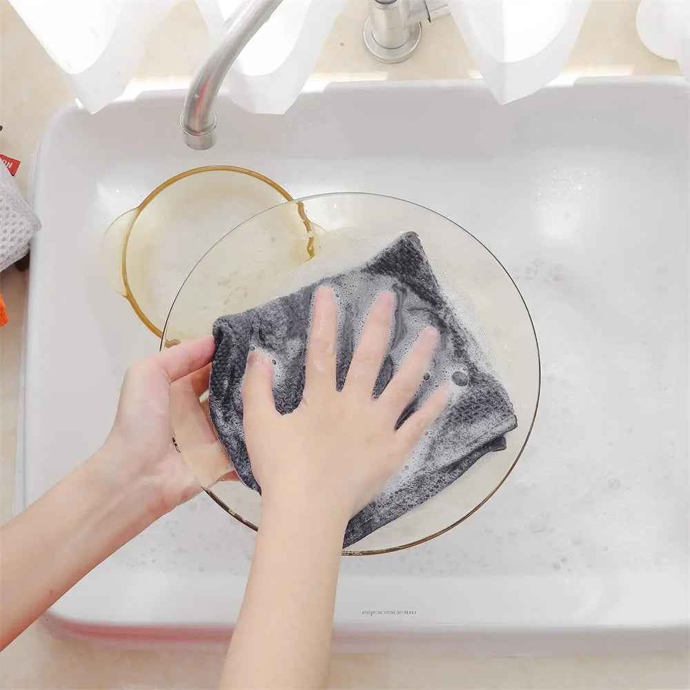 Olanly Kitchen Towel 100% Cotton Dishcloth Waffle Weave Kitchen Cloth Super Absorbent Quick Drying Wash Cloth Home Cleaing Towel