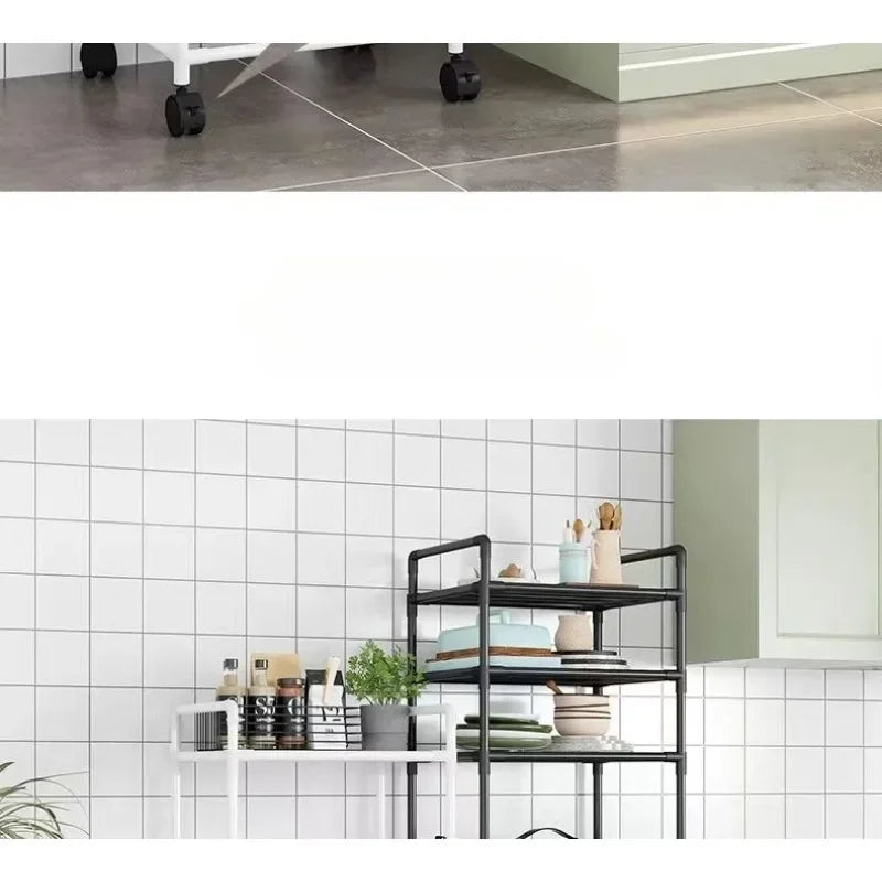 Kitchen Storage Rack Multilayer No Drill Rolling Shelf for Pots Microwave Oven Vegetables Organiser