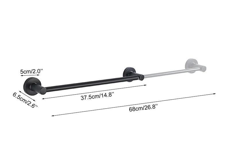 Bathroom Retractable Towel Single Bar Black, Chrome Single Towel Rack Extended Drying Towel Hanging Bar Bathroom Stainless Steel