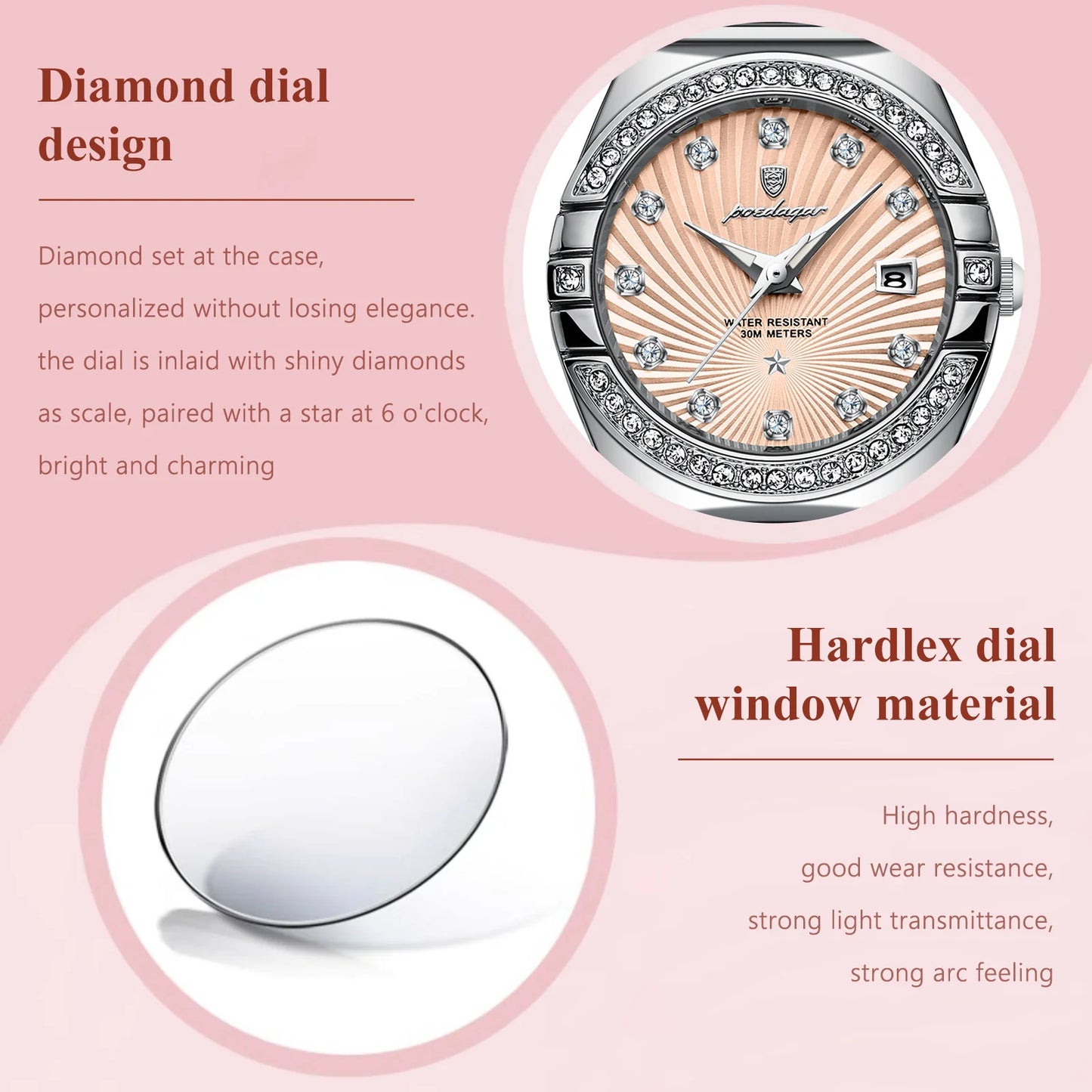 POEDAGAR Top Exquisite Woman Watch Waterproof Luminous Date Stainless Steel Watches For Ladies Elegant Quartz Women's Wristwatch