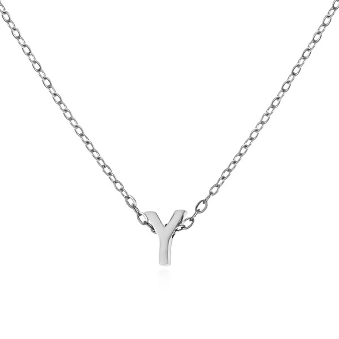 Silver Color Tiny A-Z Initial Letter Necklace for Women Stainless Steel 26 Alphabet Name Pendant Necklaces Jewelry Birthday Gift