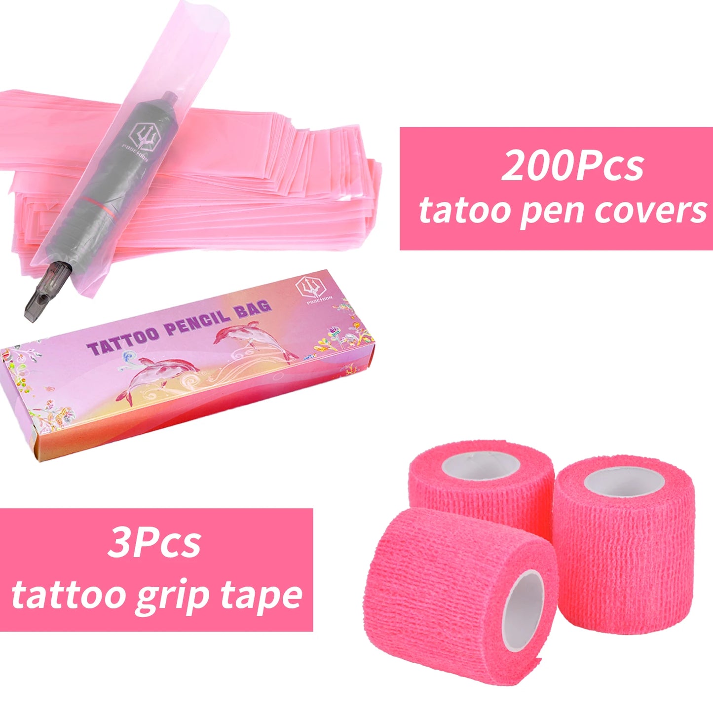 POSEIDON 200Pcs Tattoo Pencil Sleeve Bag Covers