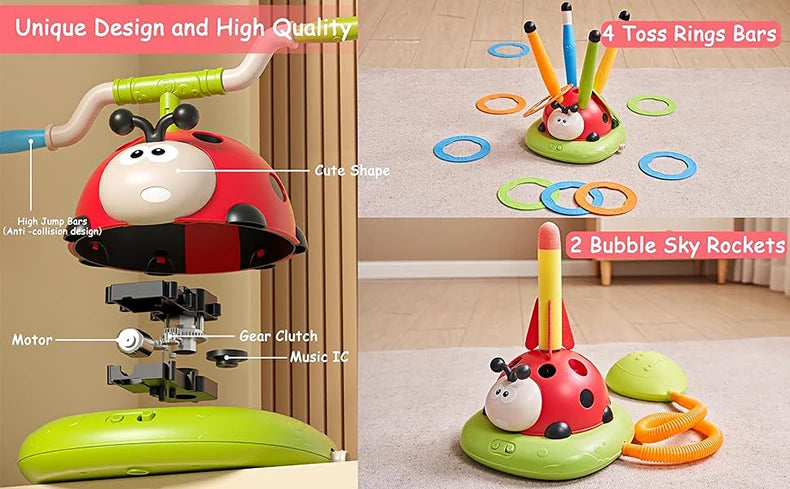 Ladybug Sport Entertainment Game Toy Multifunction Rope Skipping Machine Ferrule Jump Rocket Launcher Outdoor Educational