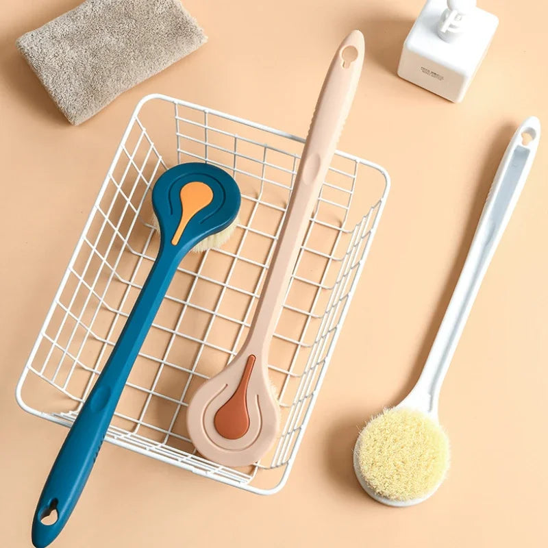 Bathroom Body Brush Kit with Long Handle: Soft-Hair Brush, Back Scrubber & Shower Massage Tool