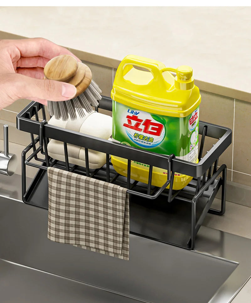 Sink Cleaning Tools Storage Rack Kitchen Multifunctional Stainless Steel Drain Rack for Sponge Cleanser Organiser Rag Hanger