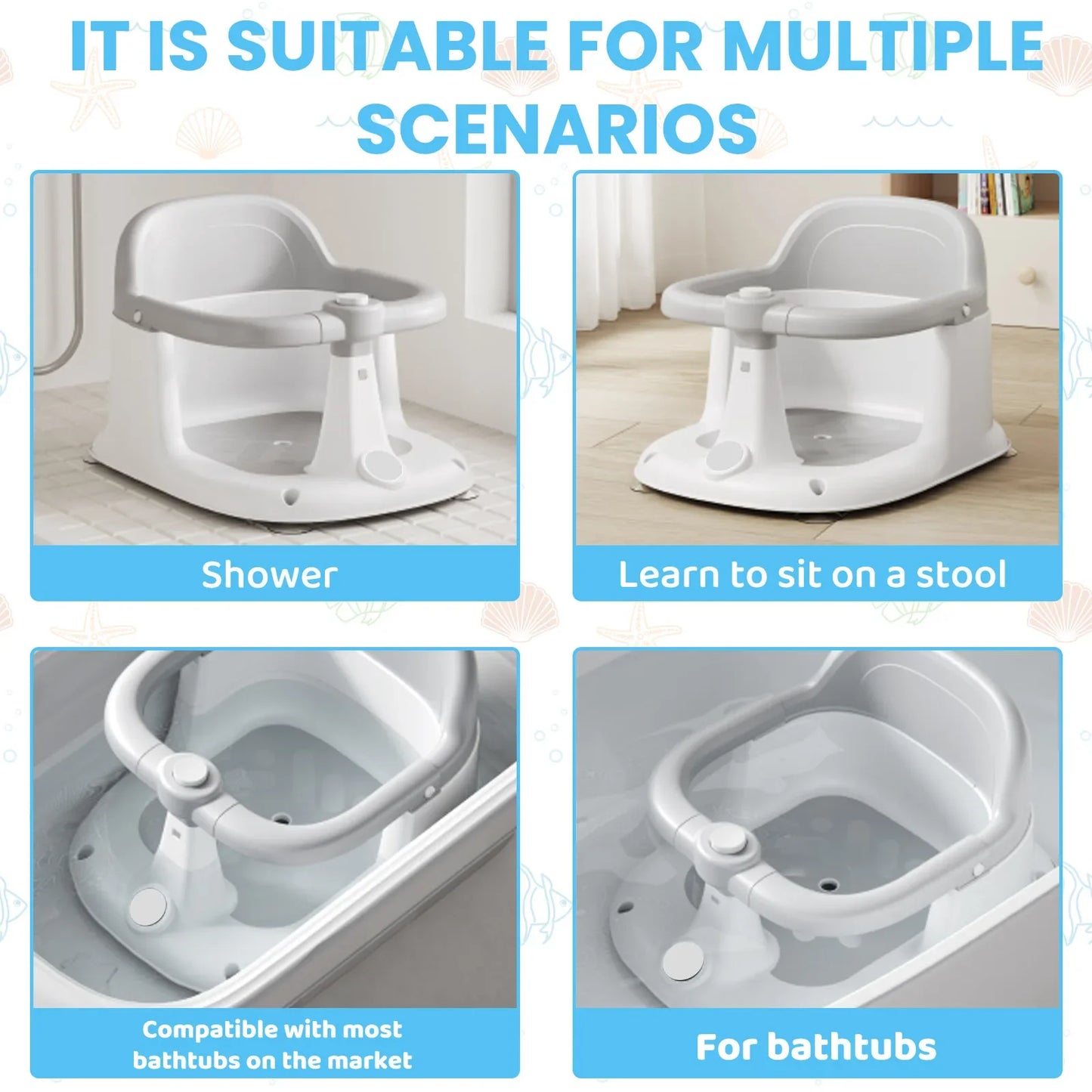 Bath Aid, Stability, Bath, Spa, Bath Time, Aid Tools, Support for Baby Bath, Bath Washing Aid - with Anti Slip,Sit Up Bath Seat