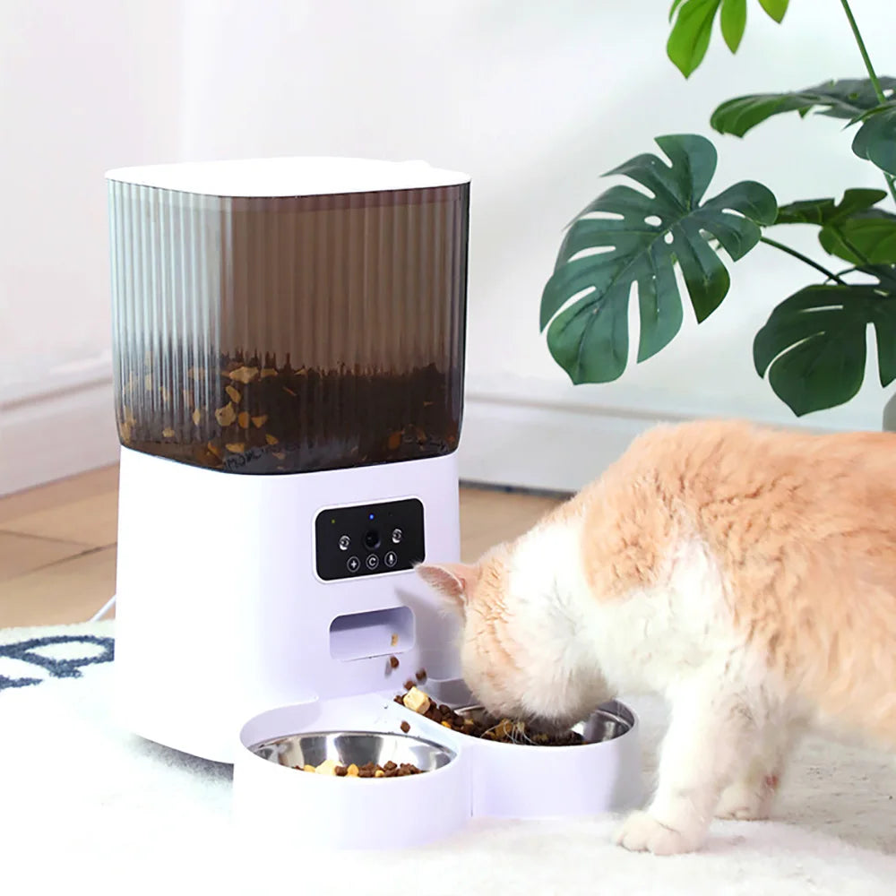 5L Smart Automatic Pet Feeder with Camera – WiFi Cat & Dog Food Dispenser with Timed Portions and Stainless Steel Bowl