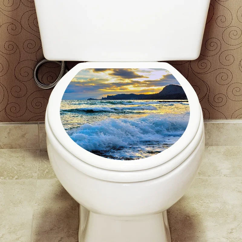 1pc DIY Undersea Animal Pattern Bathroom Decor 3D Toilet Seat Sticker PVC Art Wallpaper Removable Bathroom Decals Toilet Sticker