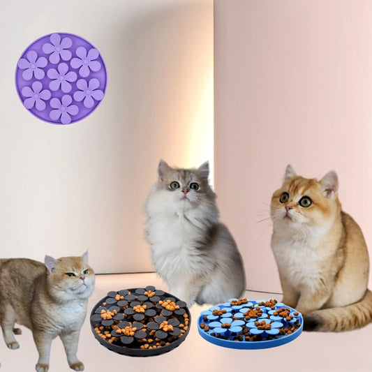 Silicone Slow Feeder Mat for Cats & Dogs – Suction Cup Lick Pad and Treat Dispensing Food Bowl