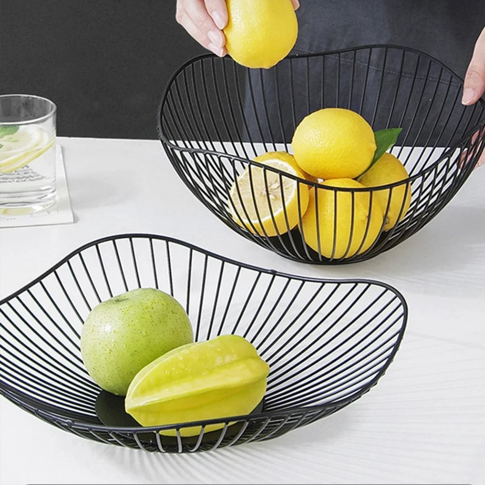 Metal Fruit Basket Simple Fruit Basin Multi-Size Iron Snack Bread Vegetable Storage Bowls Kitchen Eggs Dessert Holder Organiser