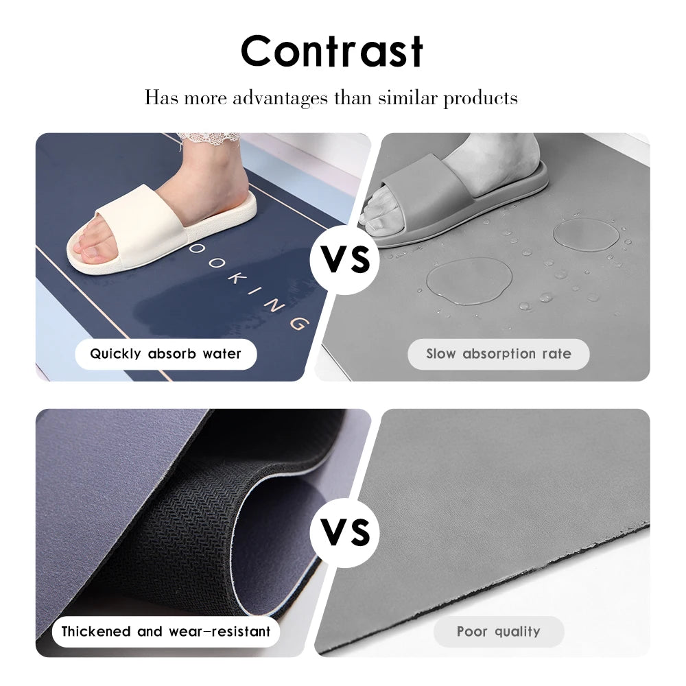 Super Absorbent Mat Line Dish Drying Mat Heat Resistant Coffee Mat Non-Slip Diatomaceous Kitchen Mat