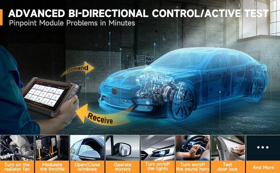 Foxwell NT809TS Bidirectional Car OBD2 Scanner Diagnostic Tool TPMS programming OBD2 Bluetooth Scanner All System Active Test