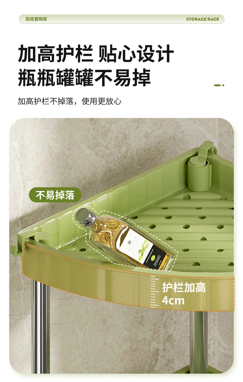 Kitchen Spice Rack Shelf Countertop Corner Multifunctional Seasoning Supplies Rack Saving Spice Rack Organiser with Hooks