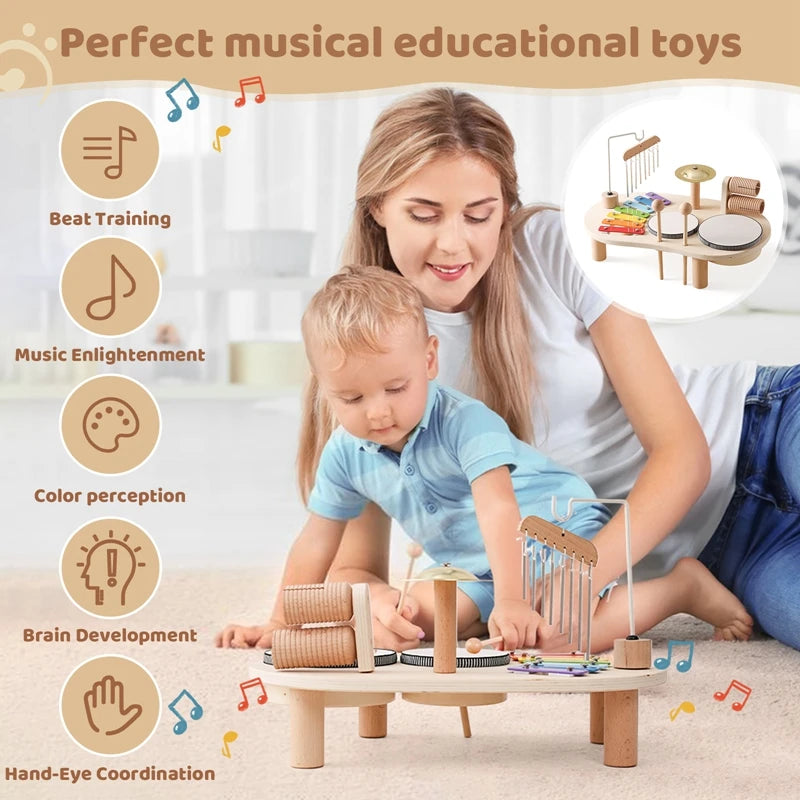 Baby Educational Wooden Aeolian Bells – Montessori Musical Toy Xylophone for Newborns and Toddlers
