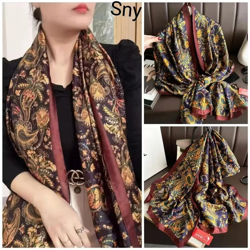 Tensili Brocade Satin Scarf Printed Silk Shawls