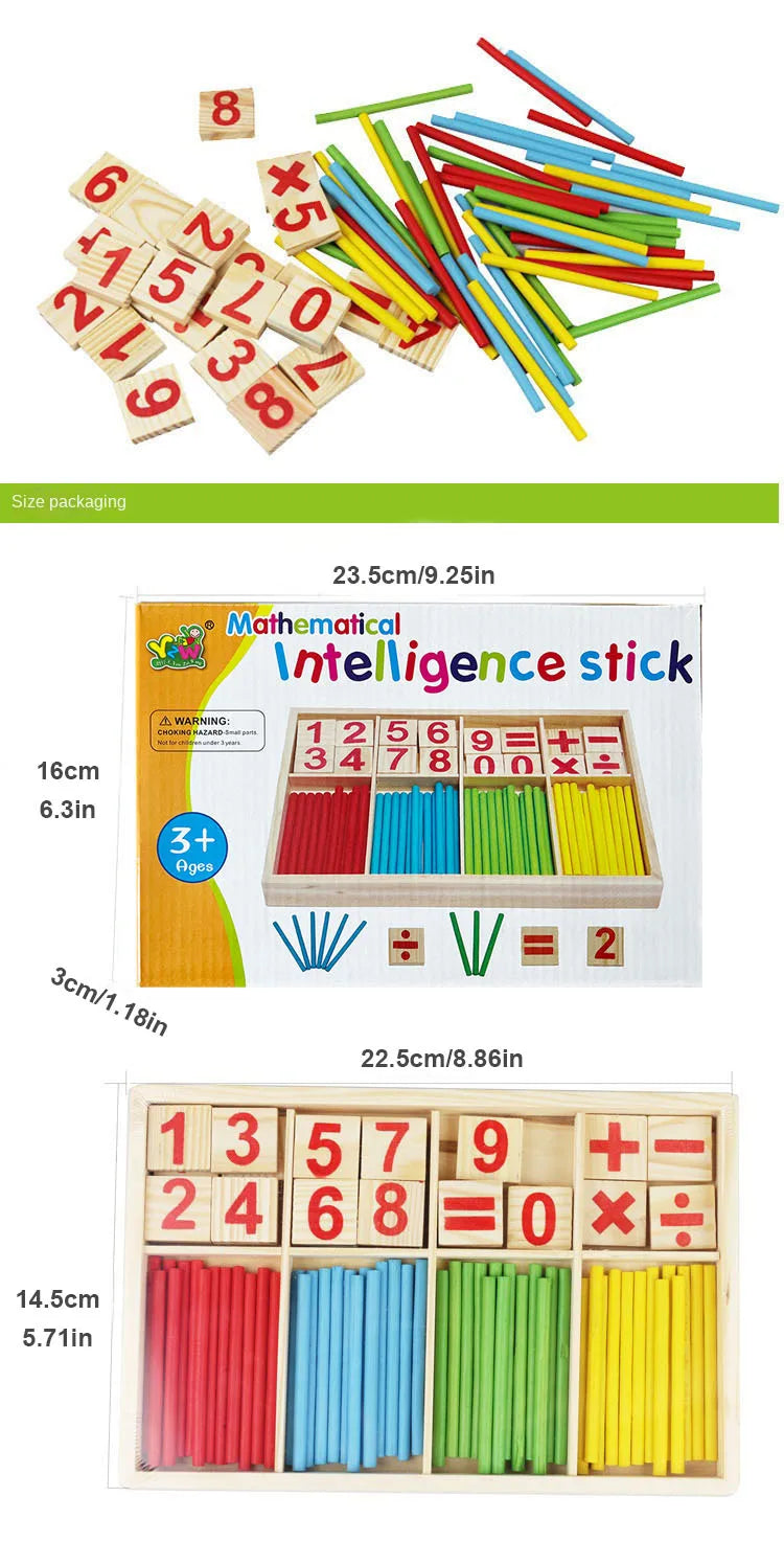 Kids Wooden Math Toys for Children Montessori Educational Learning Number Counting Sticks Kindergarten Mathematics Teaching Aids