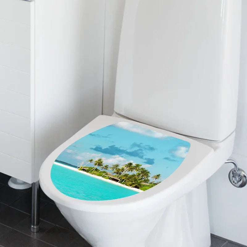 1pc DIY Undersea Animal Pattern Bathroom Decor 3D Toilet Seat Sticker PVC Art Wallpaper Removable Bathroom Decals Toilet Sticker