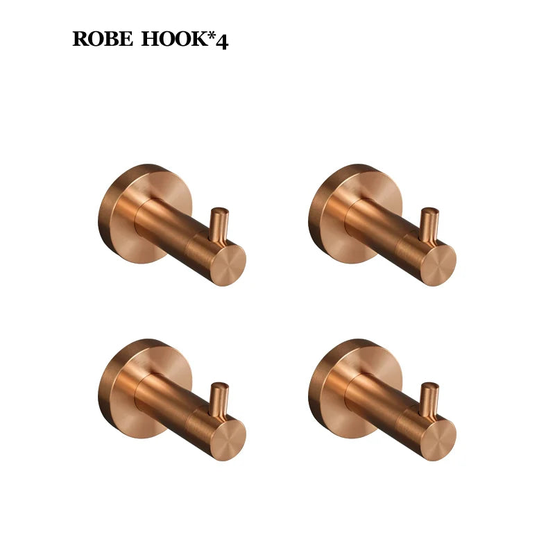 Brushed Rose Gold Towel Rack Single And Double Rod Ring Paper Holder Robe Hook Soap Dispenser Toilet Brush Bathroom Accessories