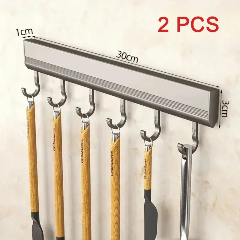 Drill-free Wall Hooks Row Holder Kitchen Utensils Rack Bathroom Robe Towel Coat Hangers Home Storage Wall Mounted Hanging Tool
