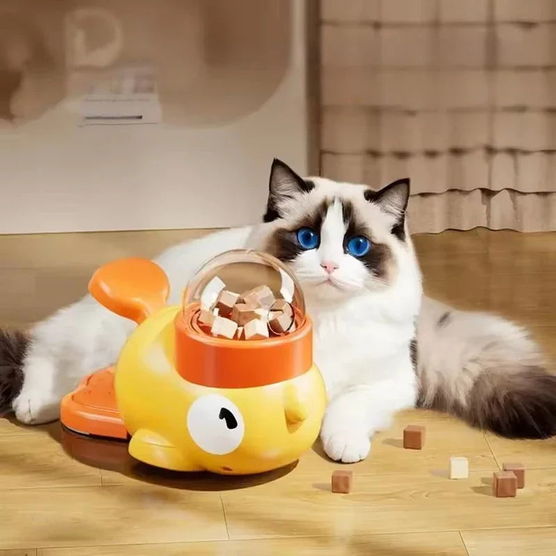 Little Yellow Duck Interactive Pet Feeder – Automatic Food Dispenser & Training Toy for Cats and Dogs