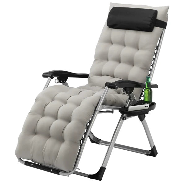 Infinity Zero Gravity Chair with Pad, Patio Chairs with Pillow and Utility Tray Adjustable Folding Recliner for Deck,Patio,Beach
