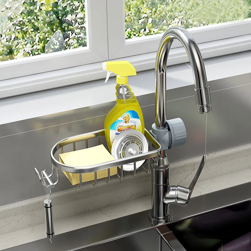 Bathroom Faucet Storage Rack Shower Shampoo Soap Holder Adjustable Kitchen Sink Rag Sponge Drain Rack Bathroom Accessories