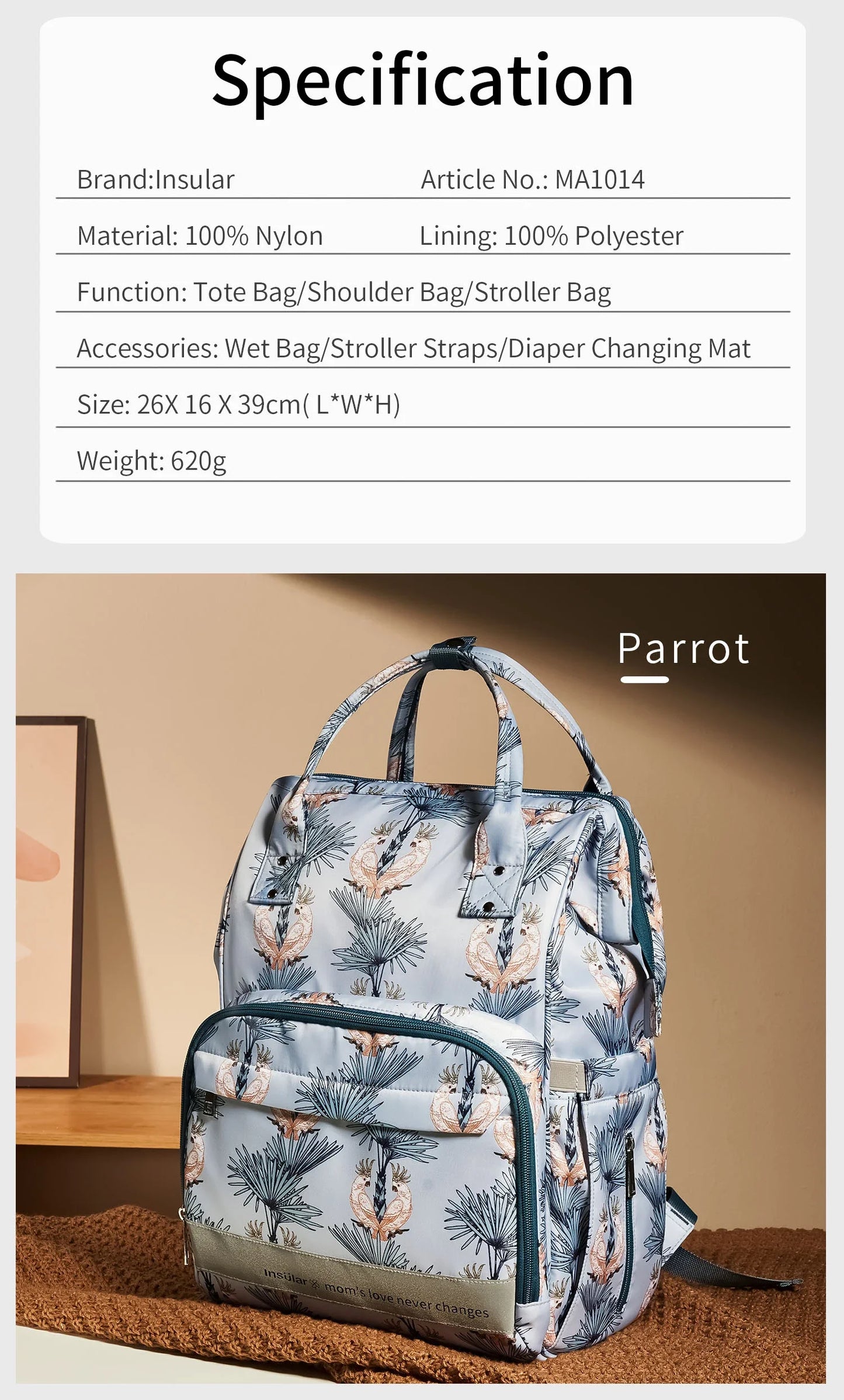 Nappy Bag Backpack Baby Essentials Travel Tote Multifunction Waterproof with Changing Station Pad Stroller Straps Big for Mommy
