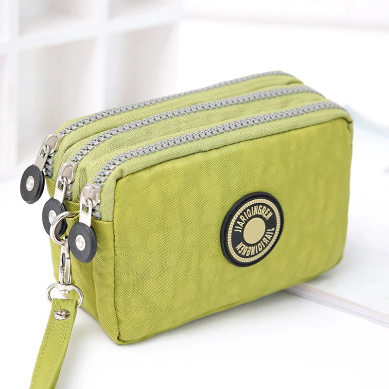 Mini Triple-Zipper Bag – Portable Women’s Wallet, Phone Pouch, Makeup Bag, Coin Purse with Large Capacity