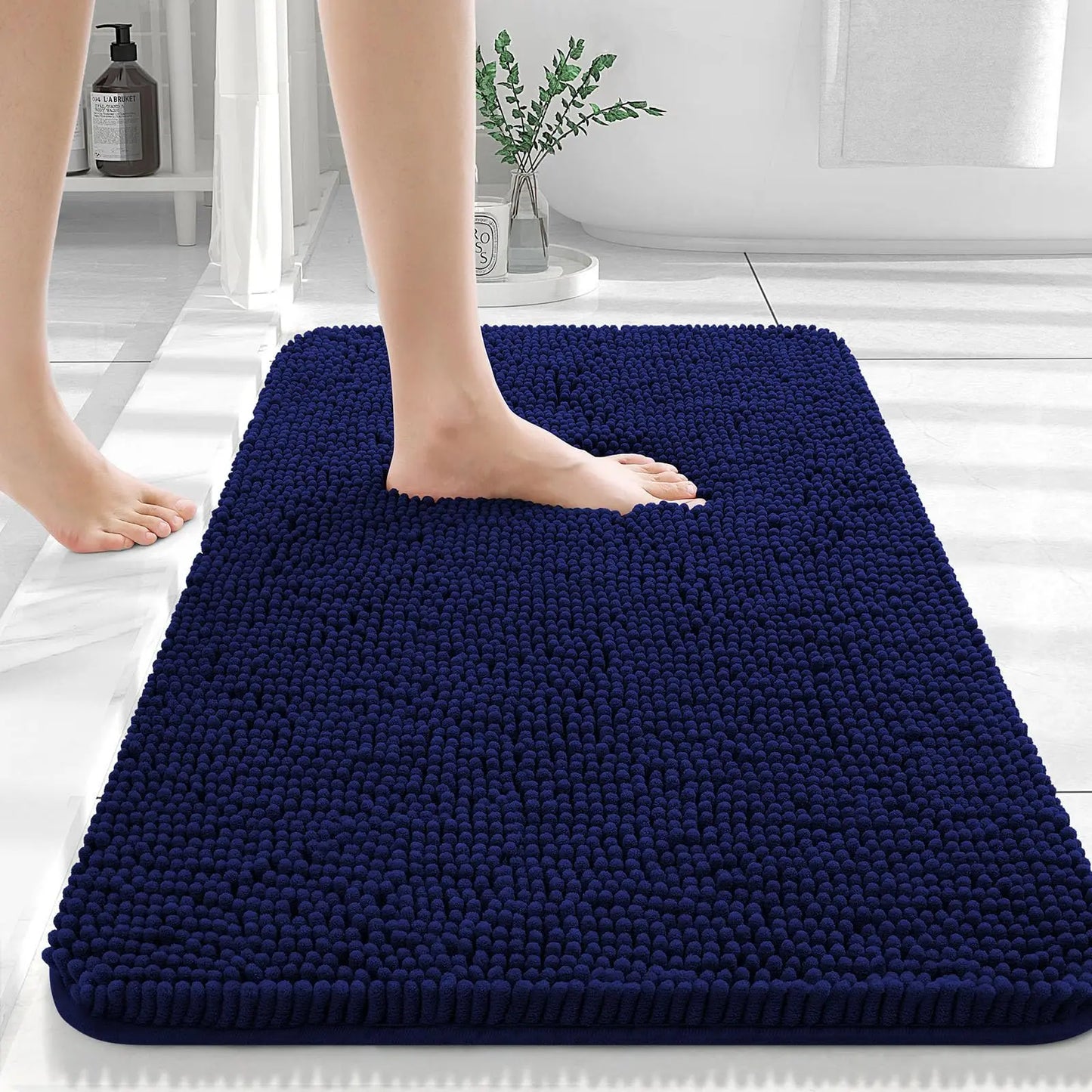 Homaxy Chenille Plain Hairy TPR Material Door Mat Indoor Non Slip Door Mat Dirt Trap Absorbent Mat Absorbs Water Bathroom Mat