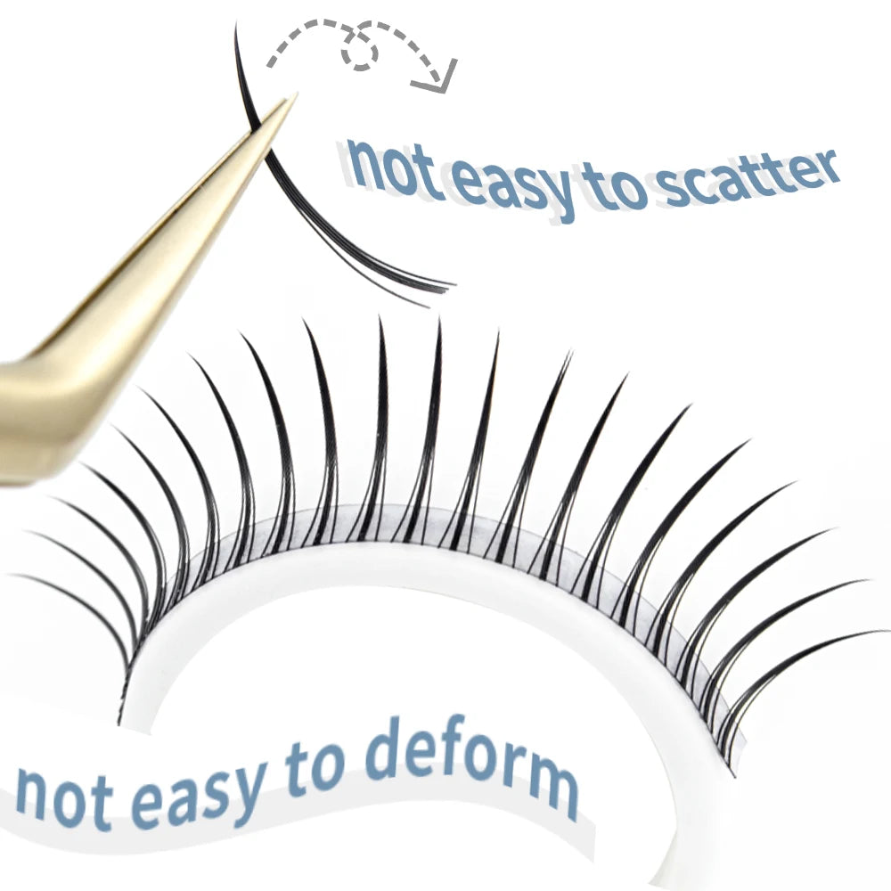 NAGARAKU A-Shape Tapered Flat Base Fluffy Eyelash Extension Spikes – Matte Cluster Makeup