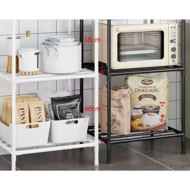 Kitchen Storage Rack Multilayer No Drill Rolling Shelf for Pots Microwave Oven Vegetables Organiser