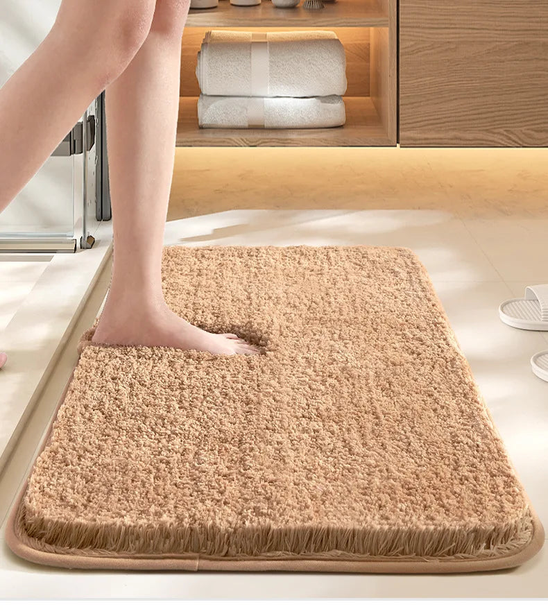 Bathroom absorbent carpet floor mat solid color bathroom antibacterial foot mat non slip mat at the toilet door machine washable