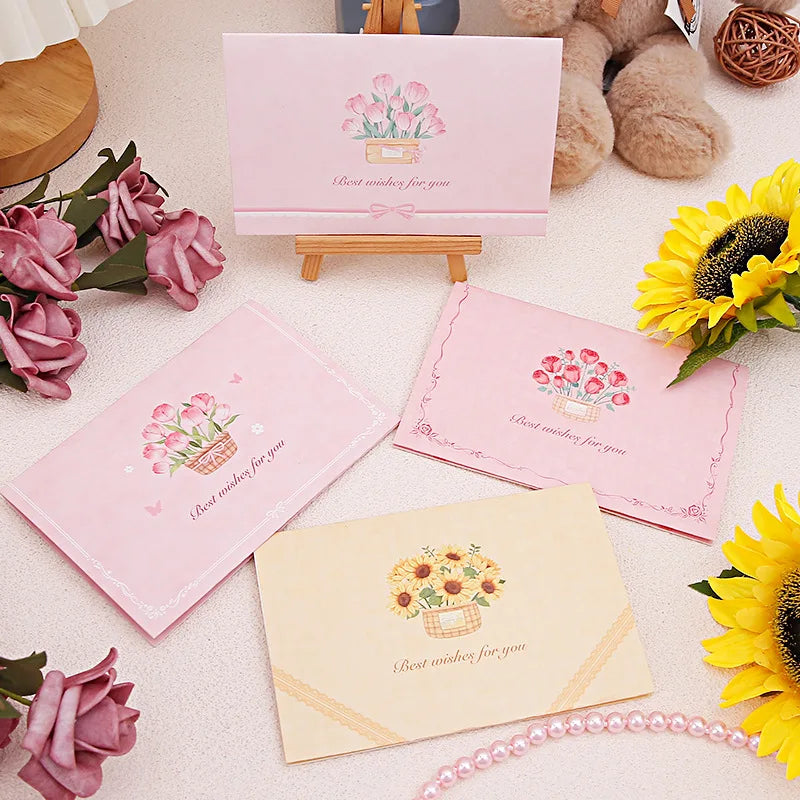 Pop up 3D bouquet greeting card postcard Father's Valentine's  March 8t Mother's Day blessings National Day creative cards gift