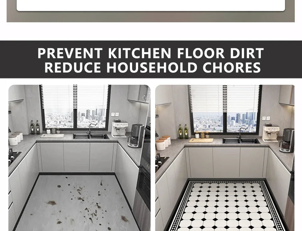 Carpet for Kitchen Floor Mat Pvc Waterproof Oil-proof Leather Rug Anti-slip Foot Mats Home Decoration