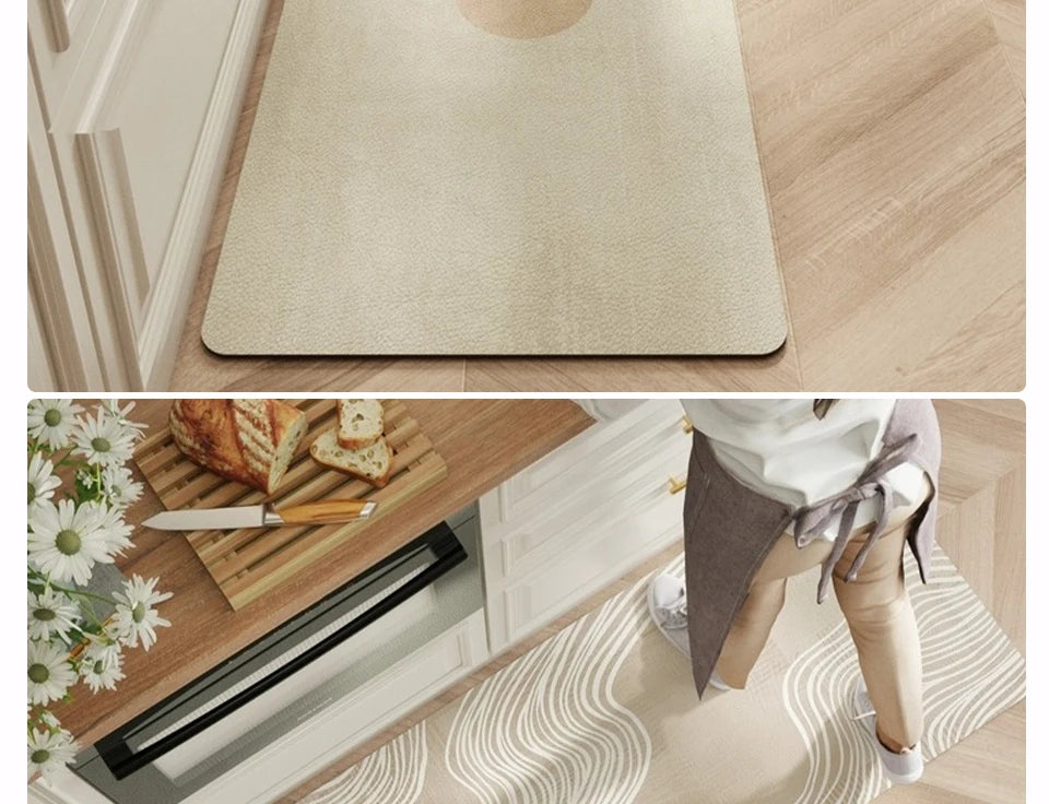 Carpet for Kitchen Waterproof Floor Mat Beige Carpets Pvc Leather Non-slip Oil-proof Long Foot Mats Home Decoration Rug Balcony