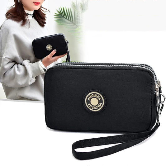 Mini Triple-Zipper Bag – Portable Women’s Wallet, Phone Pouch, Makeup Bag, Coin Purse with Large Capacity