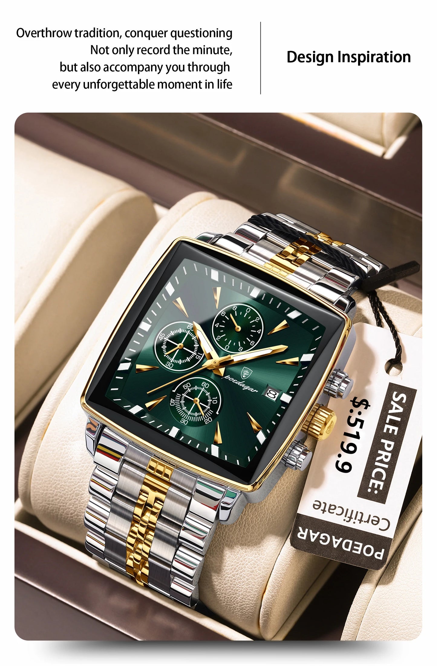 POEDAGAR Top Luxury Male Wristwatch Waterproof Luminous Stainless Steel Men Watch Chronograph Date Business Quartz Men's Watches
