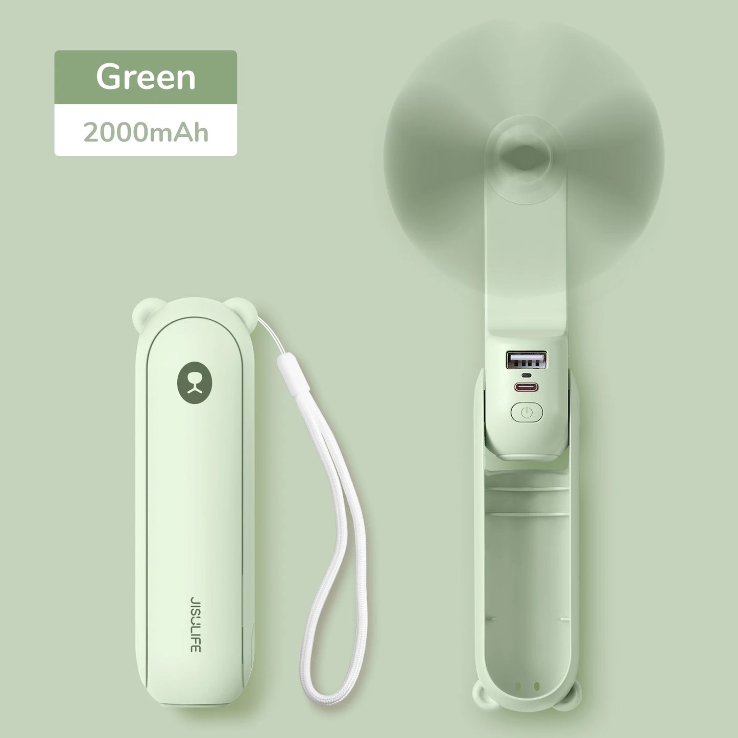 JISULIFE Portable Mini Handheld Fan USB 4500mA With Flash Light