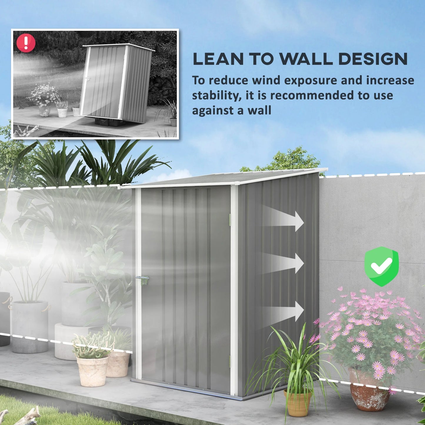 Outsunny 3.3' x 3.4' Outdoor Storage Shed, Galvanized Metal Utility Garden Tool House for Backyard, Bike, Patio, Garage, Lawn