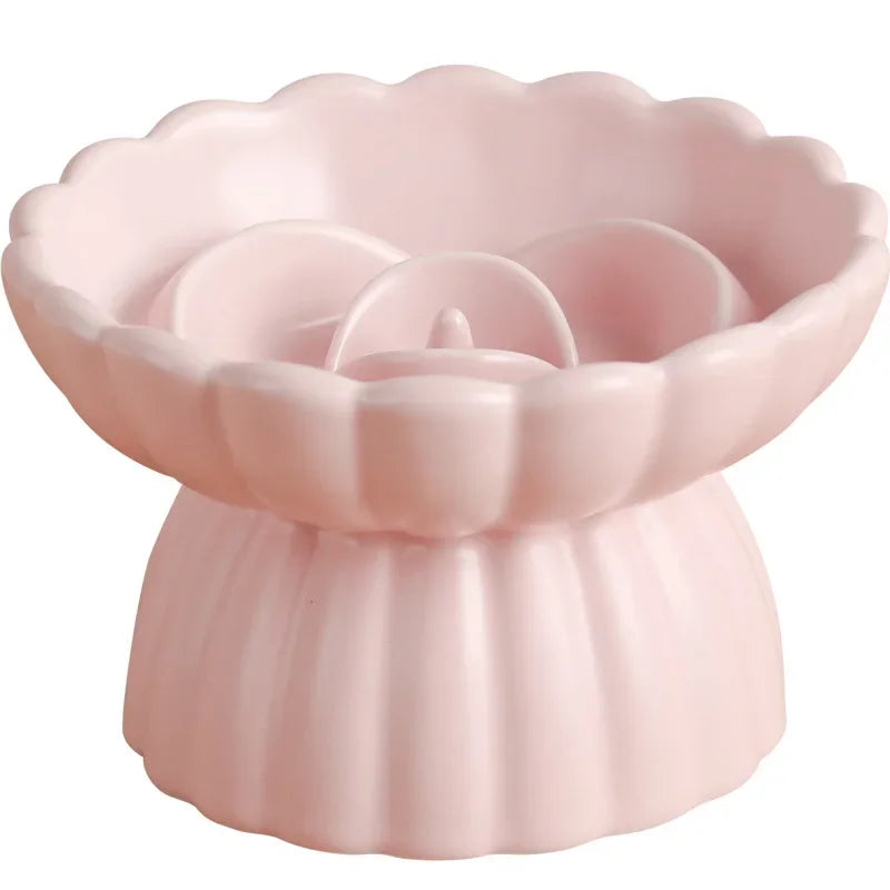 Ceramic Pet Feeder Bowl – Elevated Slow Feed Anti-Choking Bowl for Cats & Small Dogs