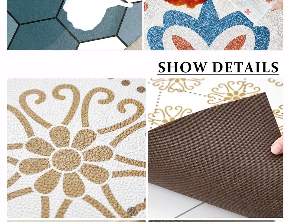 Carpet for Kitchen Floor Mat Pvc Waterproof Oil-proof Leather Rug Anti-slip Foot Mats Home Decoration