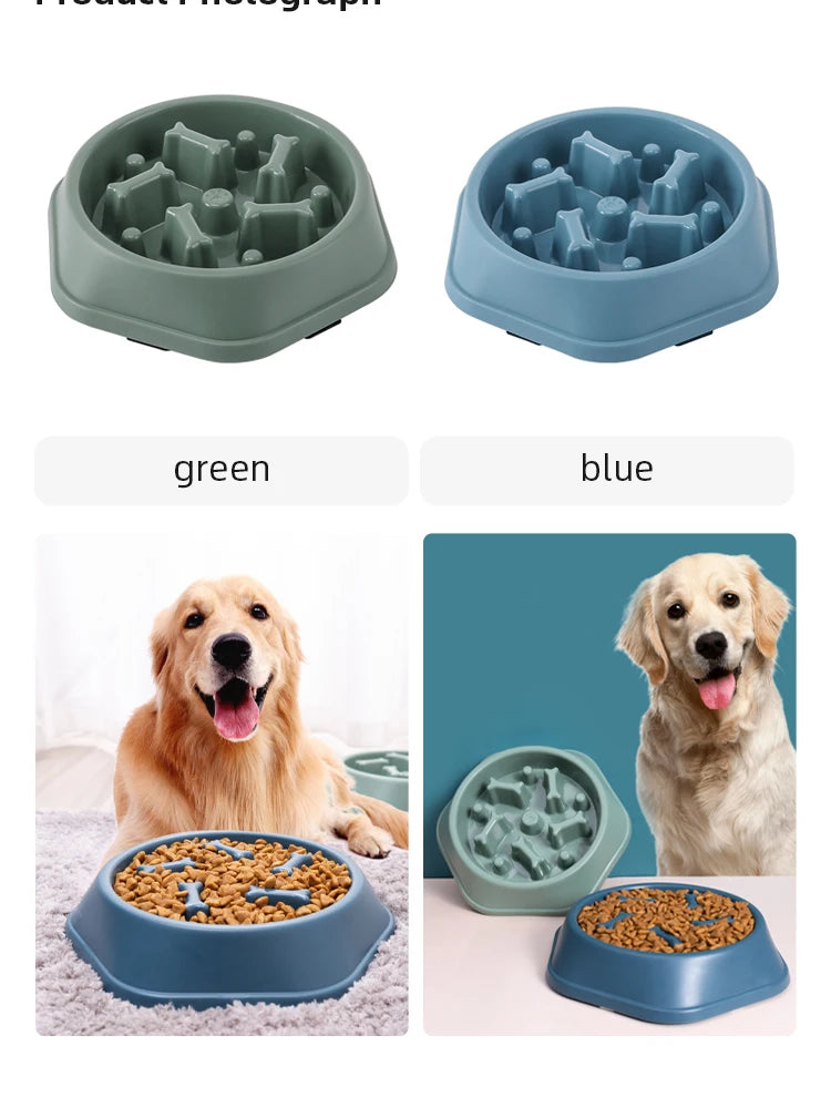 Pet Slow Feeder Bowl – Anti-Choking, Anti-Gulping PP Plastic Dish for Dogs