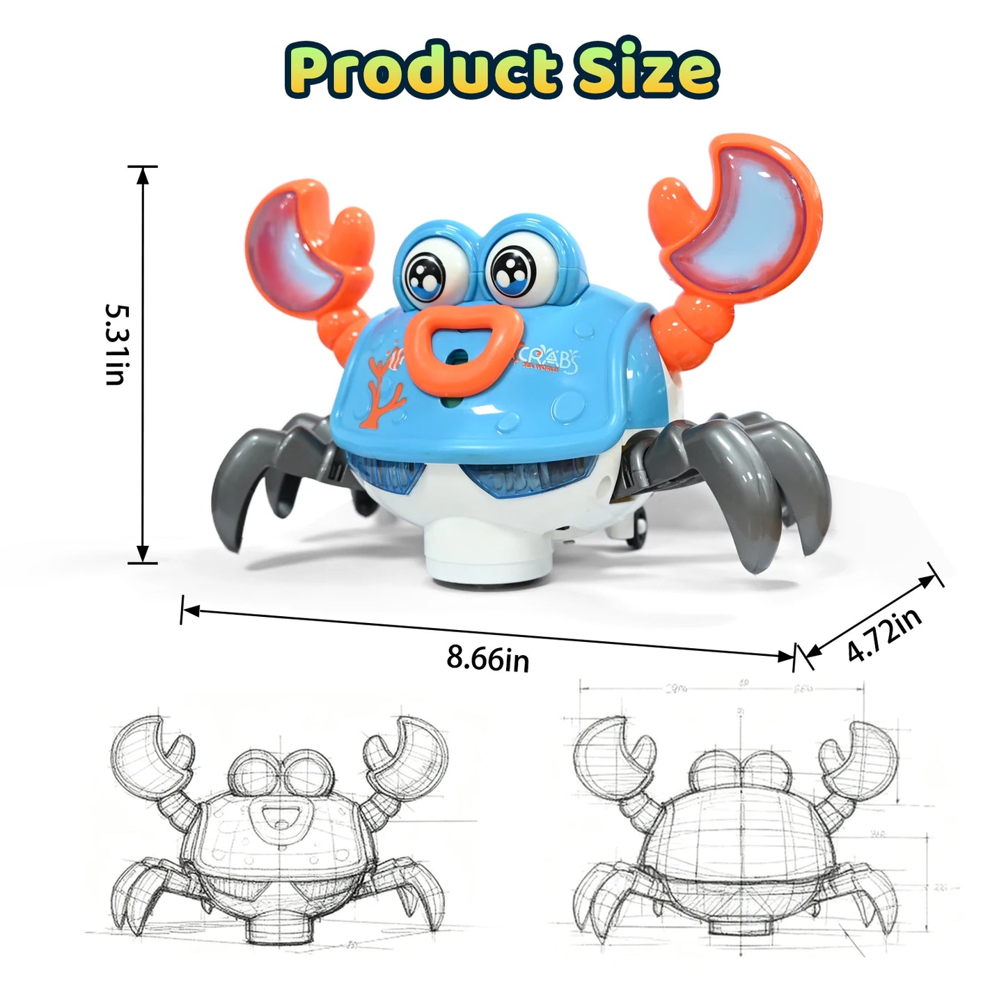 Crawling Crab Toy with Lights and Music – Interactive Electronic Pet with Obstacle Avoidance for Babies