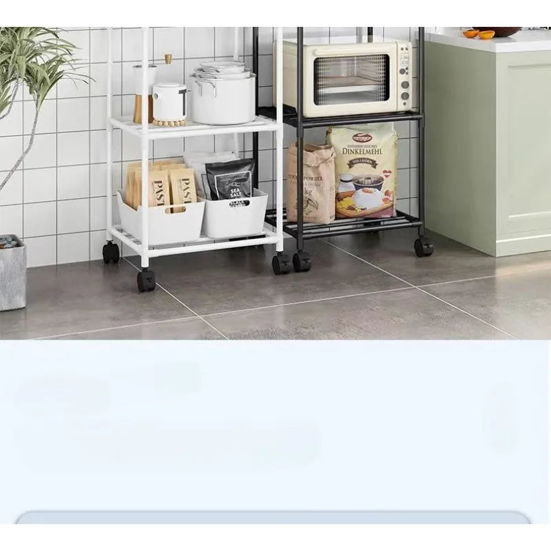 Kitchen Storage Rack Multilayer No Drill Rolling Shelf for Pots Microwave Oven Vegetables Organiser