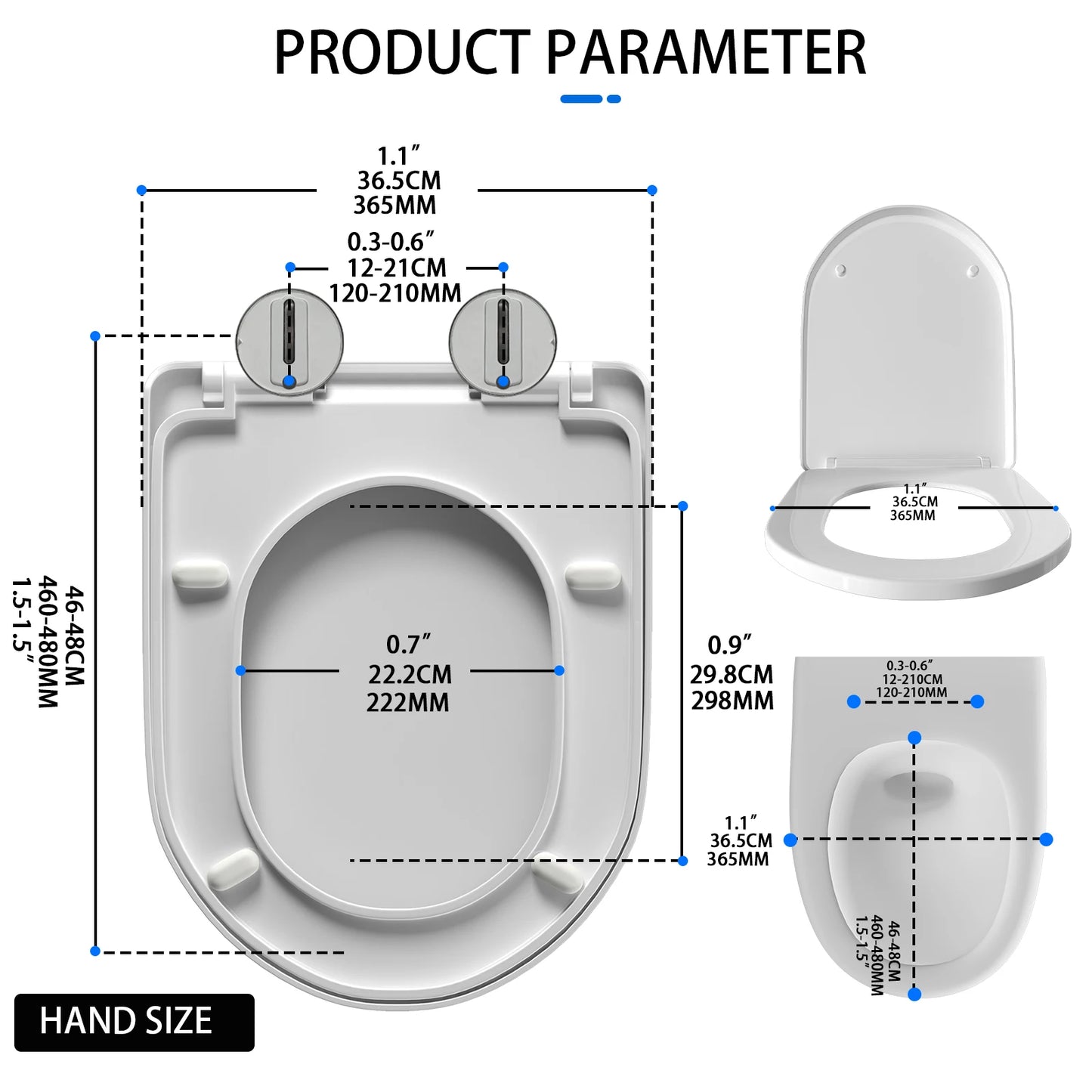 BRIEFNESS D-Shape Soft Close Toilet Seat, Antimicrobial Easy Clean PVC Material, Quick Release Hinges for Easy Cleaning, Univers